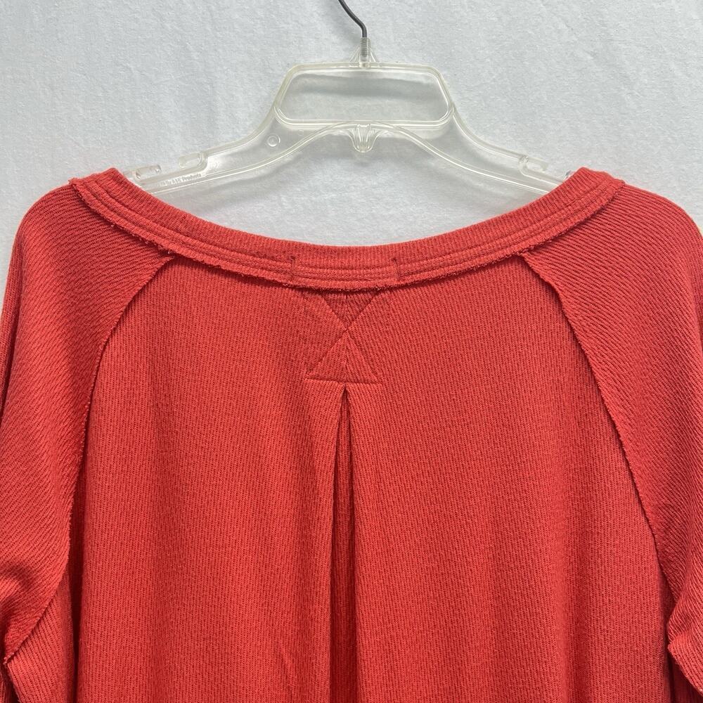 We The Free People Thermal Top Women L Orange Waffle Knit Oversized Long Sleeve - Picture 11 of 15